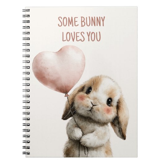 Some Bunny Loves You with Heart Balloon Notizblock (Vorderseite)