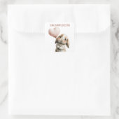 Some Bunny Loves You with Heart Balloon Quadratischer Aufkleber (Tasche)