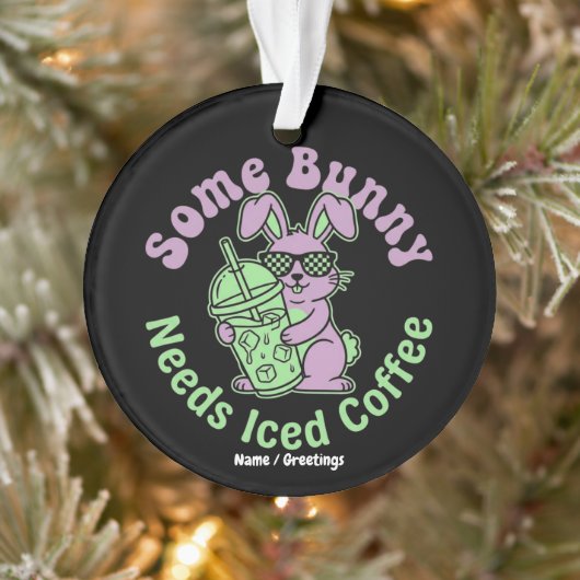  Some Bunny Needs Iced Coffee Retro Spring Easter  Ornament (Baum)