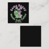  Some Bunny Needs Iced Coffee Retro Spring Easter  Quadratische Visitenkarte (Vorne/Hinten)