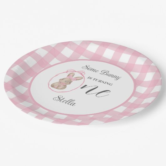 Some Bunny Paper Plate 1st Birthday Party Pappteller (Schrägansicht)