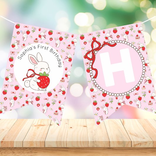 Some Bunny Pink Birthday Banner