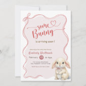 Some Bunny Pink Bow Baby Shower Einladung (Vorderseite)