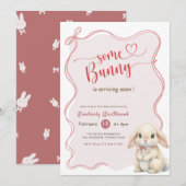 Some Bunny Pink Bow Baby Shower Einladung (Vorne/Hinten)