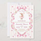 Some Bunny Pink Bow Gingham Babyparty Einladung (Vorderseite)