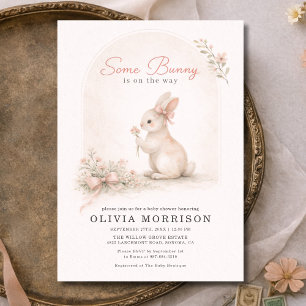 Some Bunny Pink Coquette Bow Baby Shower Einladung