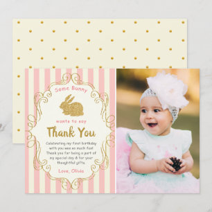 Some Bunny Pink & Gold Geburtstagsfoto Danke