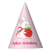 Some Bunny Strawberry Pink Birthday Partyhütchen (Vorderseite)