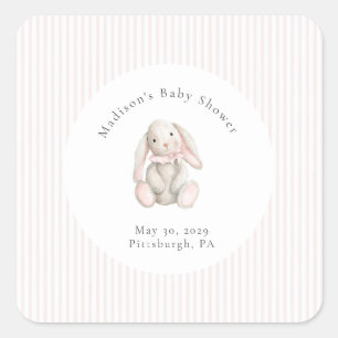 Some Bunny Sweet Pink Baby Shower Quadratischer Aufkleber