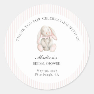 Some Bunny Sweet Pink Baby Shower  Runder Aufkleber