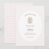 Some Bunny Sweet Pink Baby Shower Save the Date  Einladung (Vorne/Hinten)