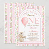 Some Bunny Vintage Rabbit 1st Birthday Invitation Einladung (Vorne/Hinten)