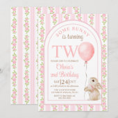 Some Bunny Vintage Rabbit 2nd Birthday Invitation Einladung (Vorne/Hinten)