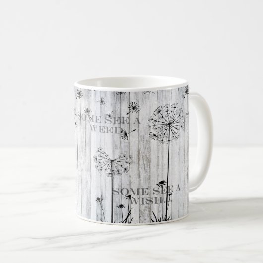 Some see a weed. Some see a wish. Dandelions Kaffeetasse (VorderseiteRechts)