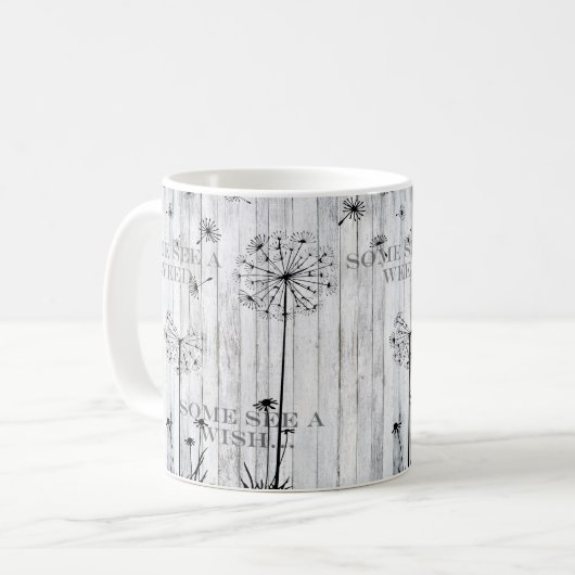 Some see a weed. Some see a wish. Dandelions Kaffeetasse (Vorderseite Links)
