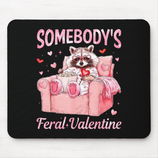 Somebody's Feral Valentine Cute Raccoon Xoxo Valen Mousepad (Vorne)