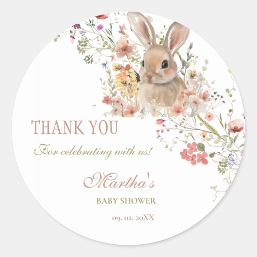 Somebunny auf dem Weg Ostern Wildblume Babydusche Runder Aufkleber (Vorderseite)