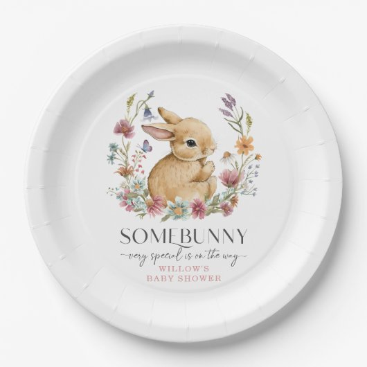 Somebunny Baby Dusche Wildblume Paper Teller (Vorderseite)