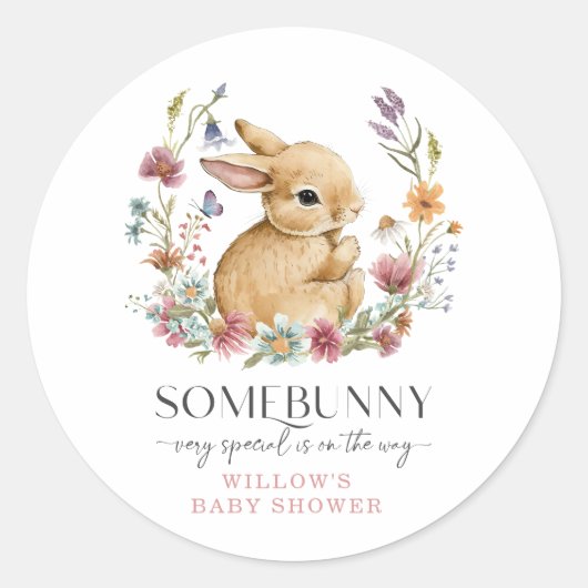Somebunny Baby Shower Wildblume Stickers (Vorderseite)
