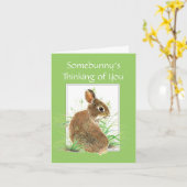 Somebunny denkt an dich, Rabbit, Bunny Karte (Gelbe Blume)