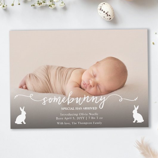Somebunny Has Arrived Baby Photo Announcement Karte