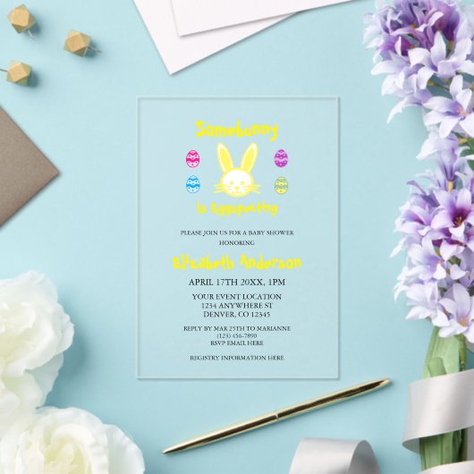 Somebunny Is Eggspecting Easter Baby Shower Acryleinladungen (In Situ (Hochzeit))