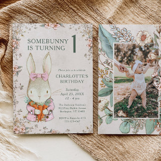Somebunny is Turning One 1st Birthday Invitation Einladung