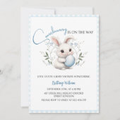 Somebunny ist auf dem Way Boy Easter Baby Shower Einladung (Vorderseite)