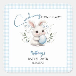 Somebunny ist auf dem Way Boy Easter Baby Shower Quadratischer Aufkleber