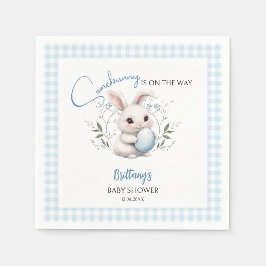 Somebunny ist auf dem Way Boy Easter Baby Shower Serviette (Vorderseite)