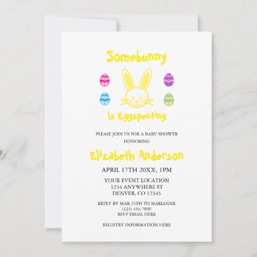 Somebunny ist dabei, eine OsterBaby-Dusche zu sehe Einladung (Vorderseite)