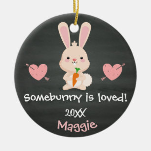 Somebunny ist geliebtes rosa keramikornament
