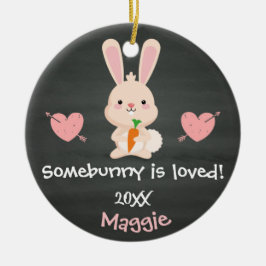 Somebunny ist Liebling Pink Bunny Adoption Geschen Keramikornament