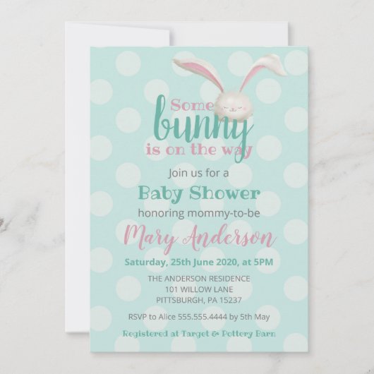 Somebunny ist unterwegs, sonnig auf Pollenspitzen Einladung (Vorderseite)