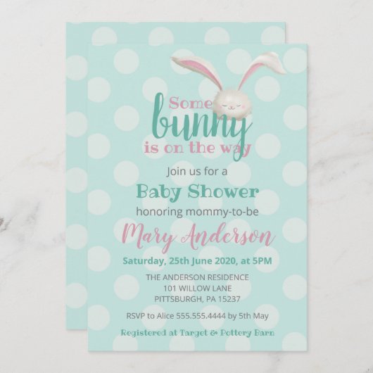 Somebunny ist unterwegs, sonnig auf Pollenspitzen Einladung (Vorne/Hinten)