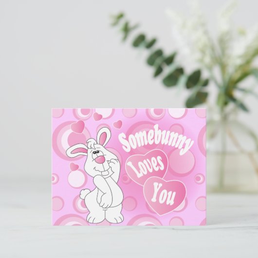 Somebunny Liebe You Bunny Postkarte (Stehend Vorderseite)