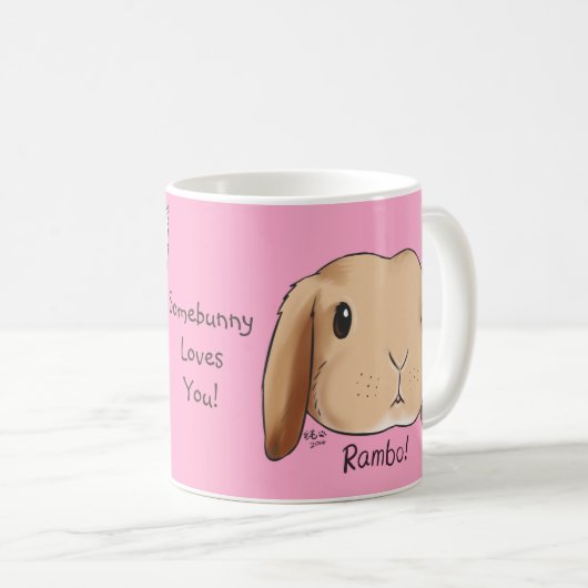 Somebunny Lieben Sie Tassen-Rosa Kaffeetasse (VorderseiteRechts)
