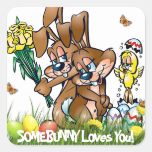 Somebunny Lieben You - Ostern Quadratischer Aufkleber
