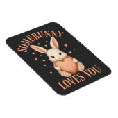 Somebunny Loves You Cute Bunny on Dark Charcoal Magnet (Rechte Seite)