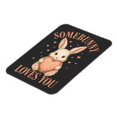 Somebunny Loves You Cute Bunny on Dark Charcoal Magnet (Linke Seite)