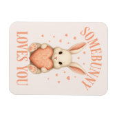 Somebunny Loves You Cute Bunny on Soft Blush Magnet (Horizontal)