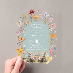 SomeBunny Oster-Wildblumen-Baby-Shower Acryleinladungen