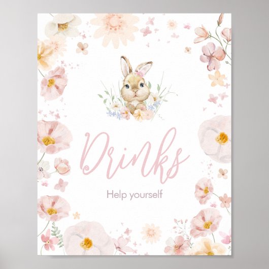 Somebunny Rabbit Baby Shower Drinks Poster (Vorne)