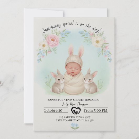 Somebunny Special Is on the Way – Baby Shower Einladung (Vorderseite)