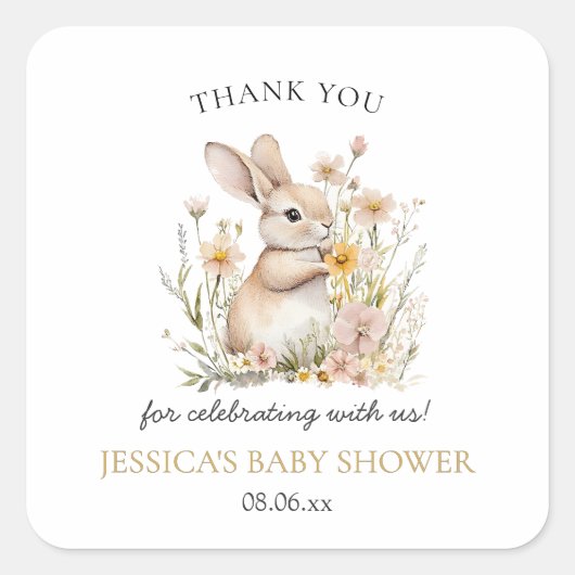 Somebunny Special Wildblumen Frühjahrsdusche Quadratischer Aufkleber (Vorderseite)