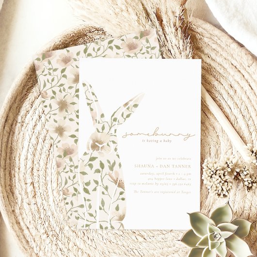 Somebunny Spring Oaster Floral Baby Dusche Einladung