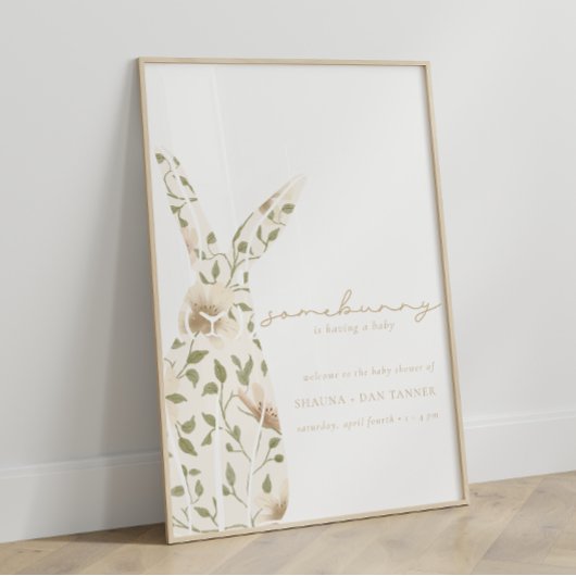 Somebunny Spring Oaster Floral Baby Dusche Poster