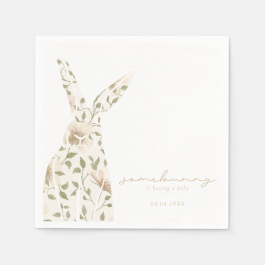 Somebunny Spring Oaster Floral Baby Dusche Serviette (Vorderseite)