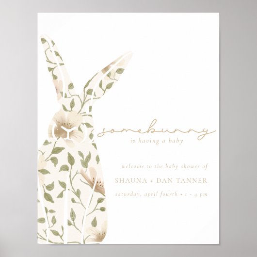 Somebunny Spring Oaster Floral Baby Duschzeichen Poster (Vorne)