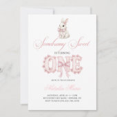 Somebunny Sweet 1st Birthday Spring Floral Invitat Einladung (Vorderseite)